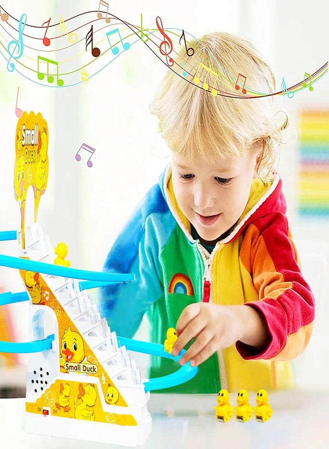 VGRASSP Duck Slide Toy Set, Funny Automatic Duck Chasing Race Track Game Set, Climbing Duckling Lovely Toy Escalator with Lights and Music, Cute Cartoon Ladder with 3 Ducks - Image 2